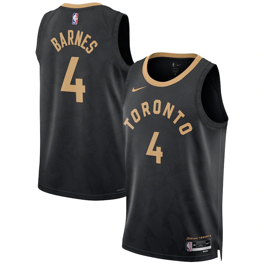 Men Toronto Raptors #4 Scottie Barnes Nike Black City Edition 2022-23 Swingman NBA Jersey->customized nba jersey->Custom Jersey